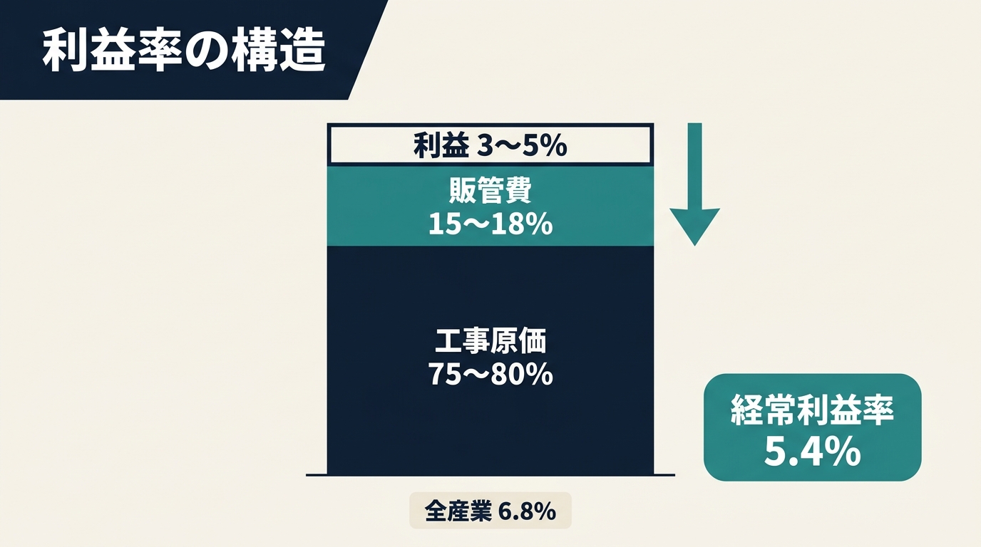 建設業の利益率が低い理由を業界統計から読み解くインフォグラフィック