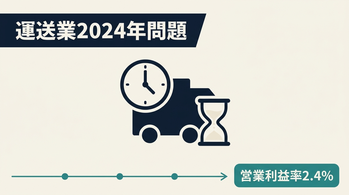 運送業 2024年問題の全体像 時間外労働960時間上限と営業利益率2.4%が中小運送会社の収益構造に与える影響