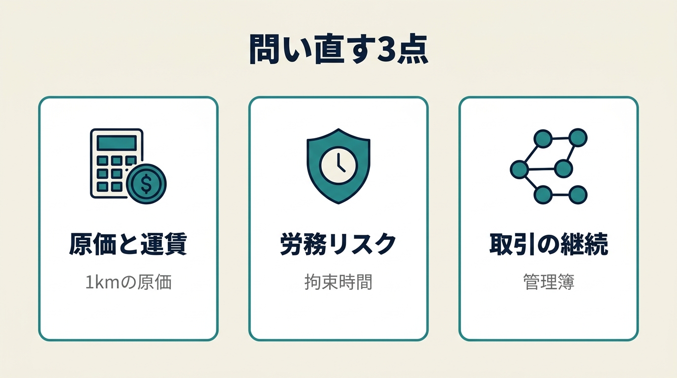 中小運送会社が問い直すべき3つの論点 原価と運賃の乖離/労務リスクの可視化/サプライチェーンからの選別